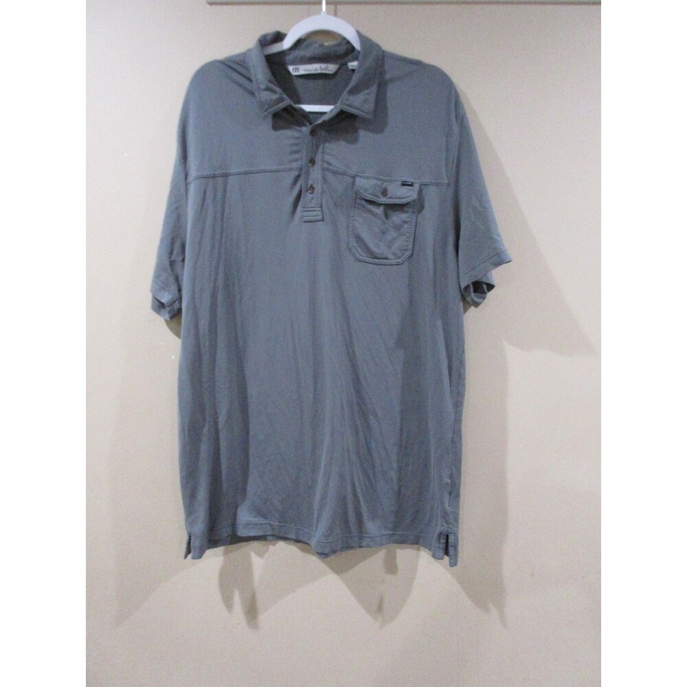 Travis Mathew Shirt Mens XL Gray Polo Golf Pocket Pullover Short Sleeves